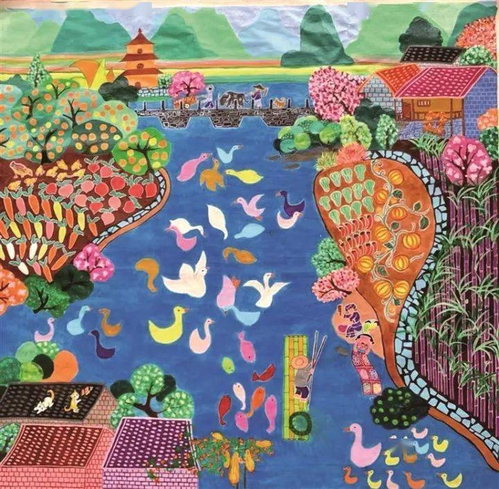 《脱贫壮乡美》 □黄彩良/作《脱贫路上齐出力》 □黄金亮/作在这秀美