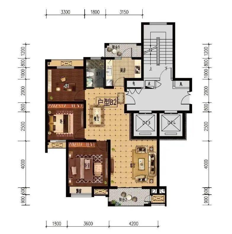 他们都属于b户型,之间有些微小的差别月亮湾8幢201室 (建面约113.