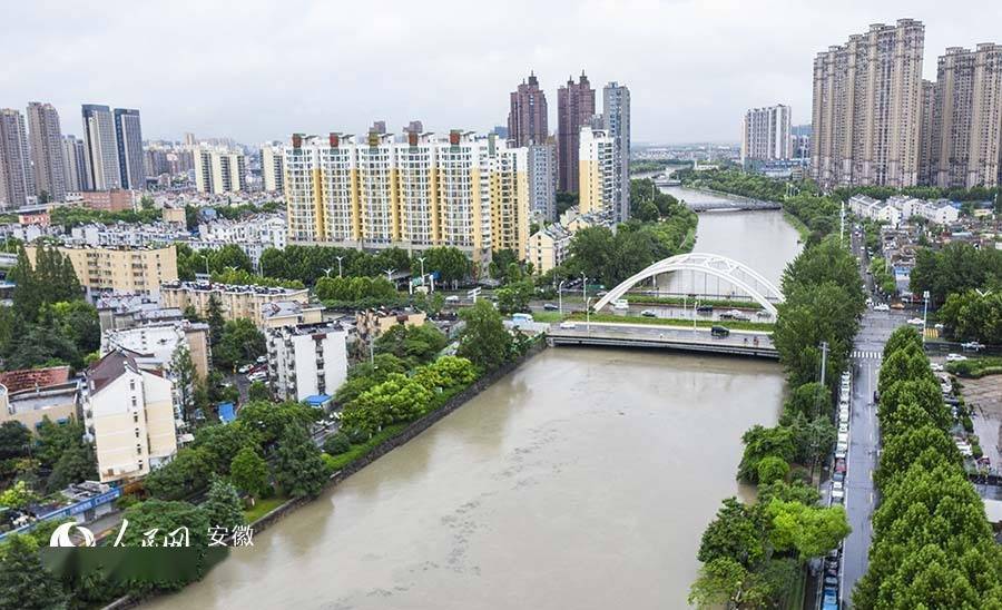 受暴雨影响,合肥市南淝河水位上涨迅速.张俊 摄