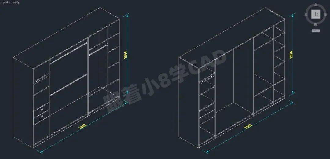 cad轴测图画衣柜图片