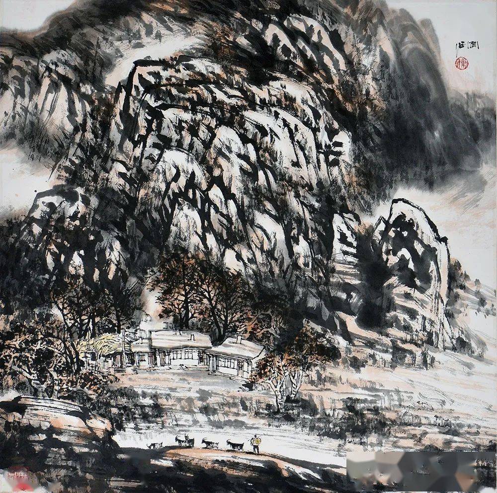 吴秉才《阴山深秋图》▲ 董继宁《暖秋》▲ 崔东旭《山水》