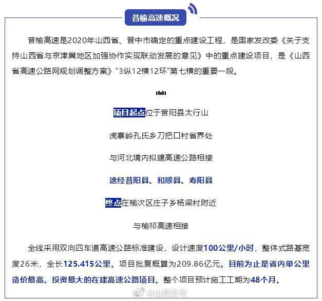 昔榆高速主线全线开工!山西将新增一条出省主通道