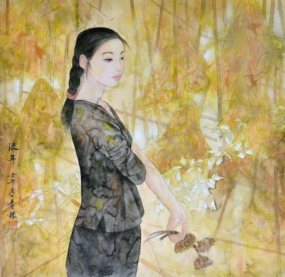 庄道静《沉思》▲ 张小琴《仕女图》▲ 杨凡《西藏女》▲ 李也青