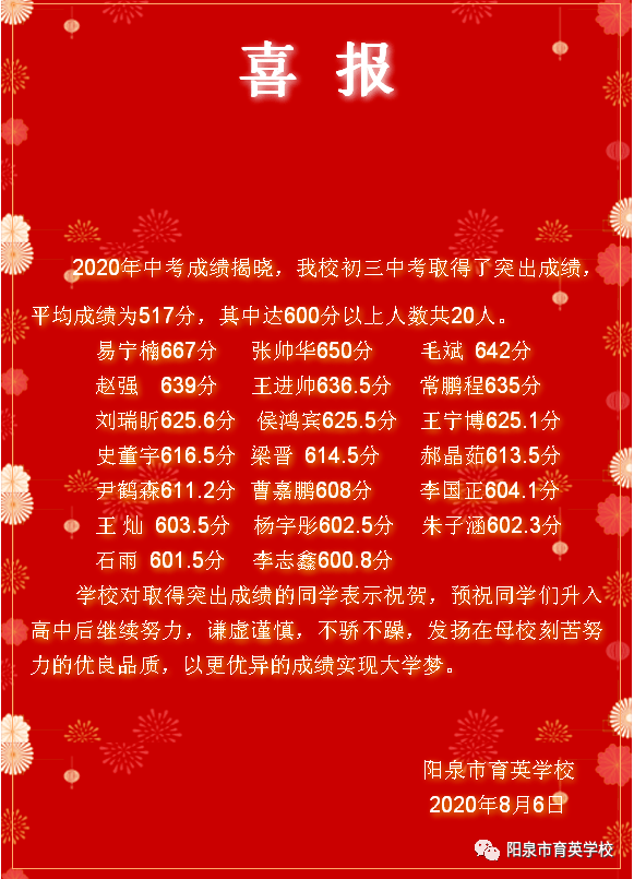 阳泉多所学校喜报出炉