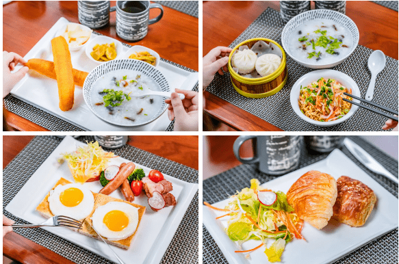 这里的早餐分为欧式,美式和中式定食套餐,另外还有暖胃粥类可选,从