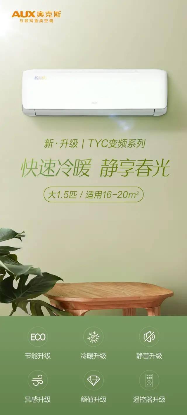 奥克斯极速侠大1.5匹冷暖空调变频三级能效