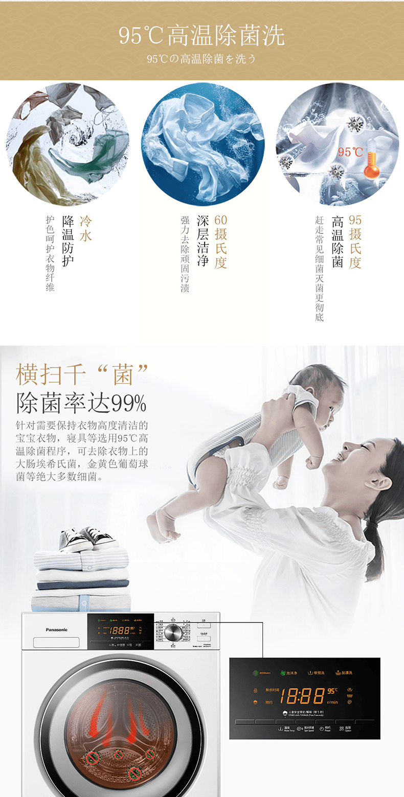 a62性能获证产品推荐松下xqg80e80sl全自动滚筒洗衣机