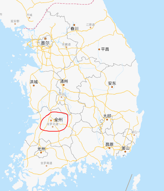 全州(3735)位于韩国西南部,距首尔三小时车程,是全罗北道政府