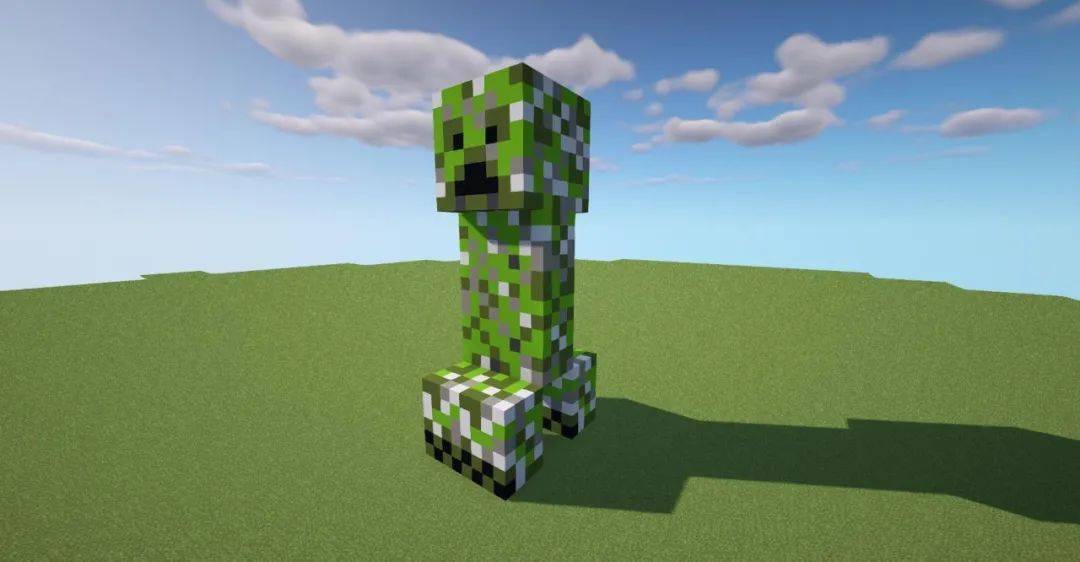 做完这些,一只巨型苦力怕雕像就做好啦不过好像缺少了什么?