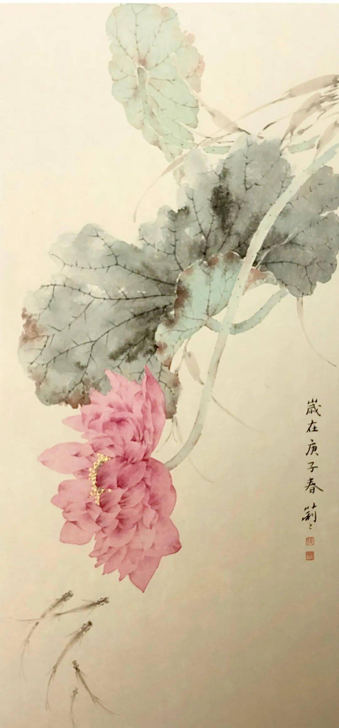 67张莉莉没骨绢本荷花技法班小六尺只需300元