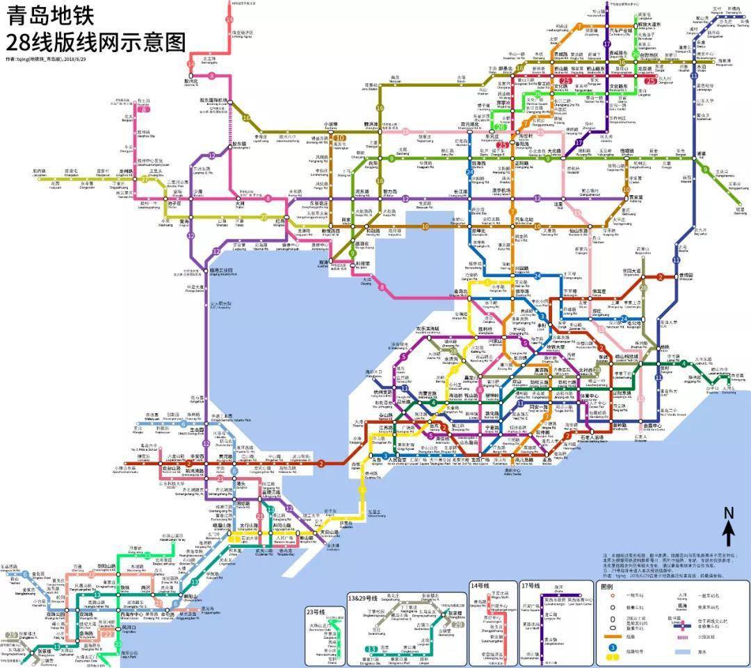 地鐵12號線即將開建青島地鐵最新28線版線網示意圖曝光