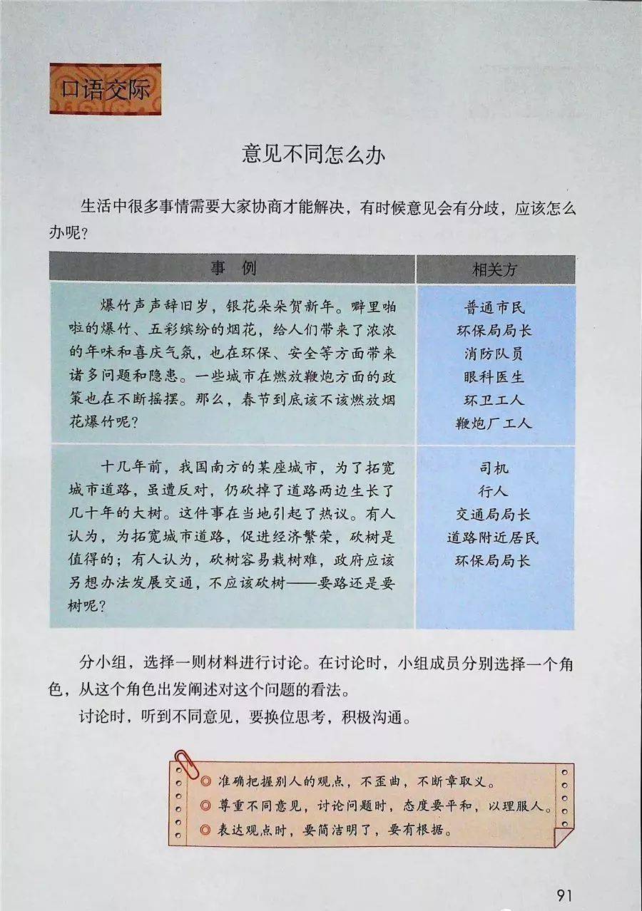 統編六年級語文上冊口語交際六意見不同怎麼辦精講