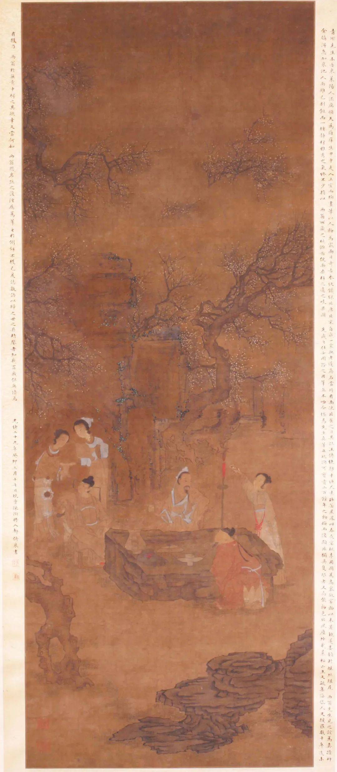 明代鲁王墓发掘的元代钱选画作亮相了,山东博物馆展古画精品_白莲