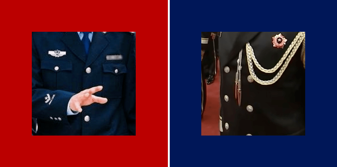 臂章2礼服胸口无口袋,右胸姓名牌和警种标识,左胸口为绶带和荣誉标识