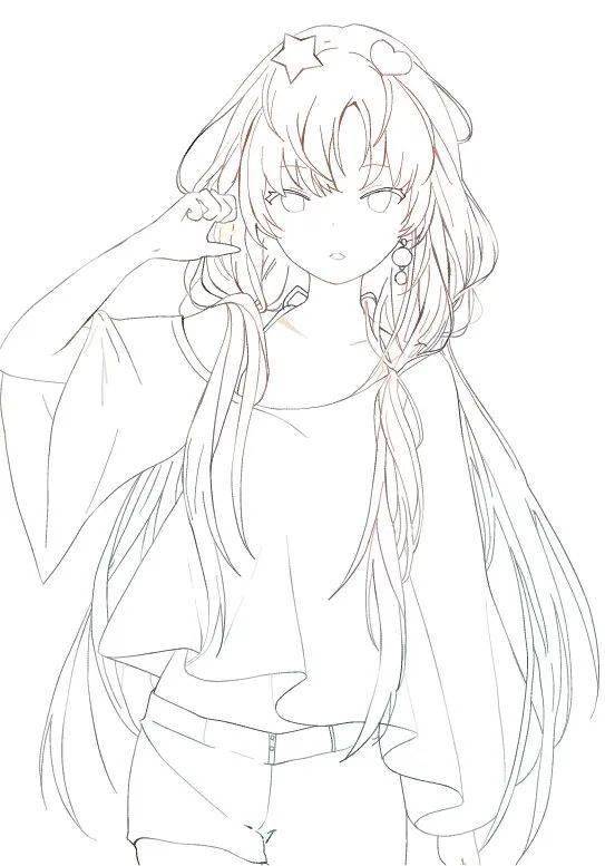 黑白线稿:人物线稿素材,美