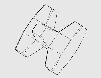 防波堤上的扭王字块结构特殊性,其三横肢的中肢转90°角与两端肢垂直