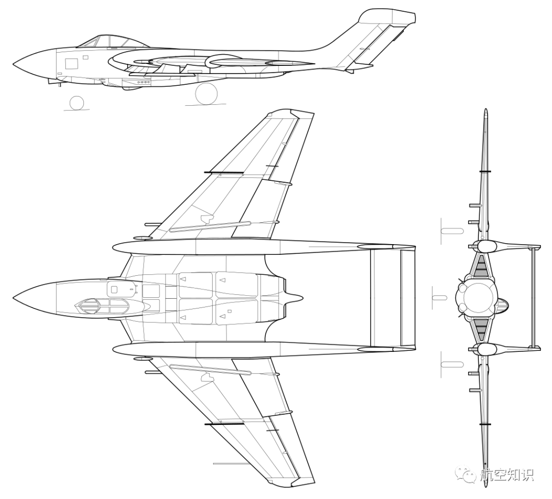 "海雌狐"舰载战斗机三视图