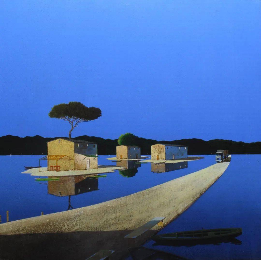 绘画意大利画家的蓝色孤岛