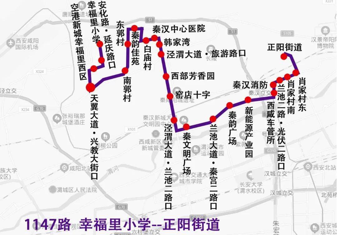 运营线路:1147路线路从正阳街道(渭河电厂)出发经正阳南路,兰池二路