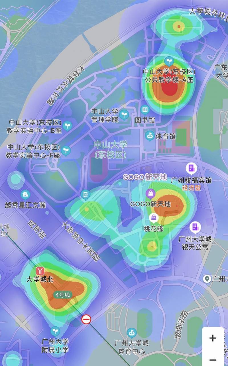热力图中的广州开学日出行高峰提早大学城人气回升