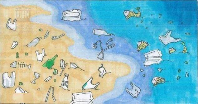 海洋垃圾简笔画图片