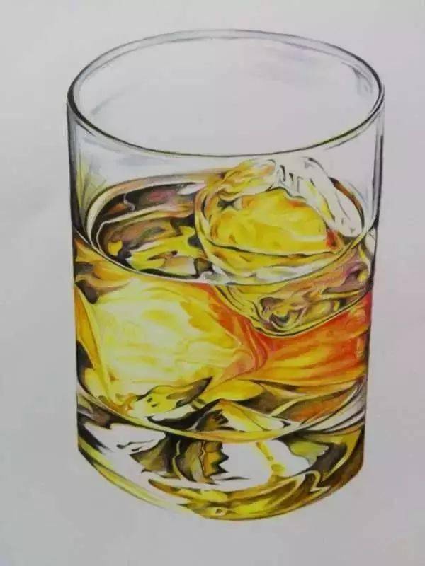 彩铅美食教程画一杯威士忌