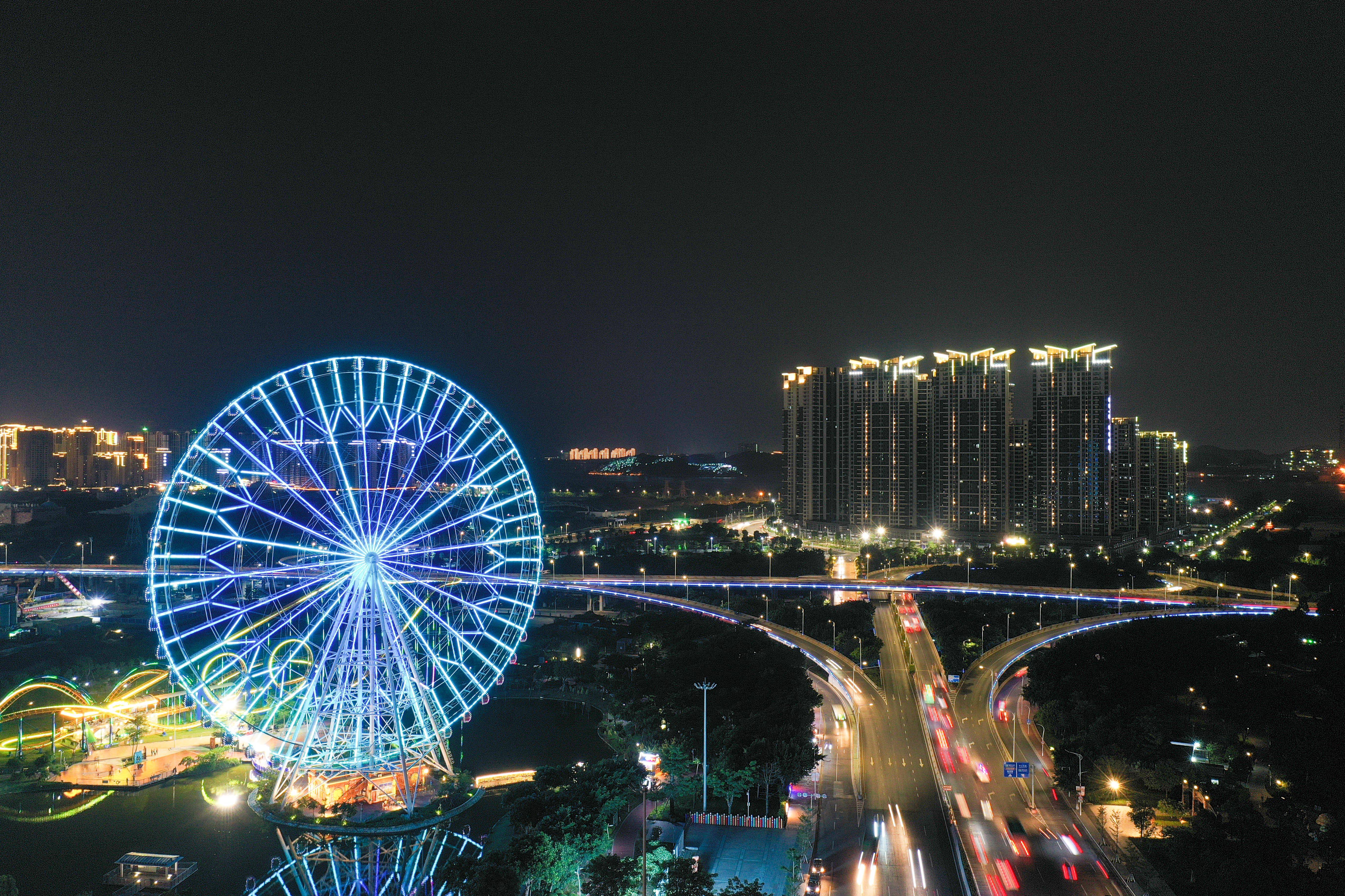 9月6日拍摄的汕头市夜景(无人机照片)