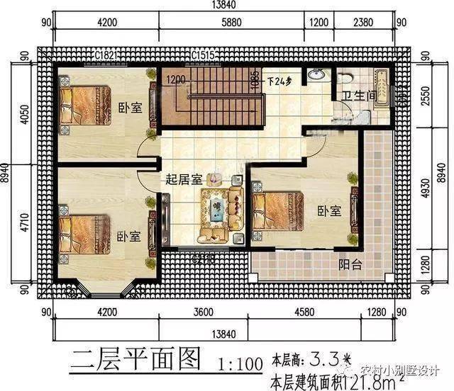 L型二层别墅户型图图片