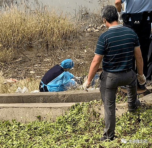 今早姚桥港打捞上来一具男尸法医赶到现场