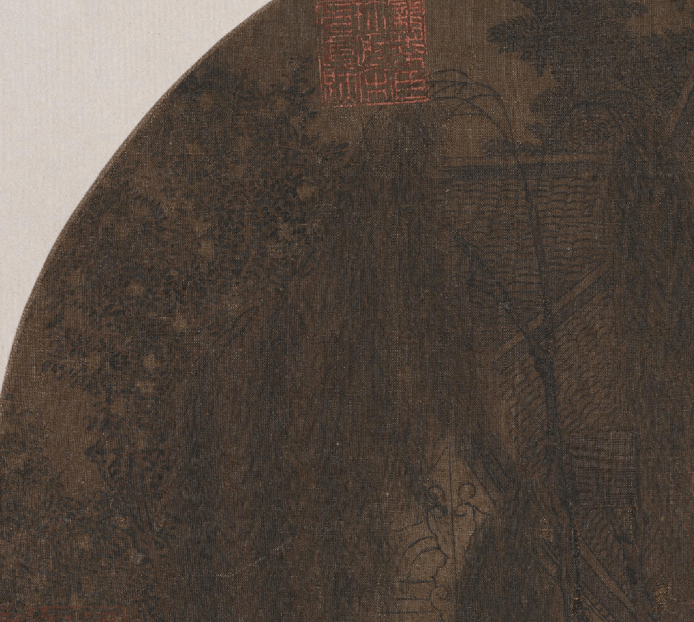 赏画元荷亭对弈图