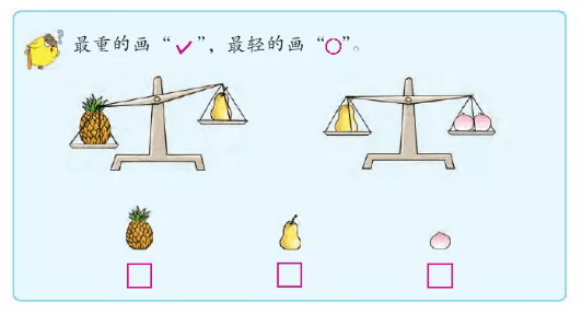 走进"思考题—一年级上册(1)第7页 两两比较 有序思考_天平