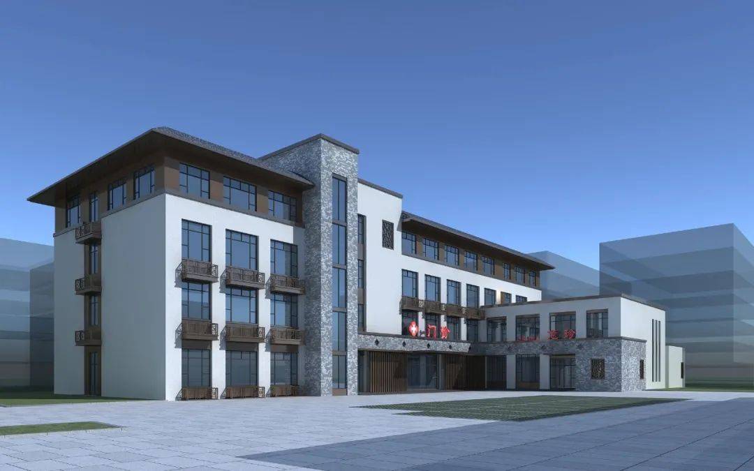 宜山中心卫生院改扩建项目效果图新建业务用房建筑面积4410平方米,总