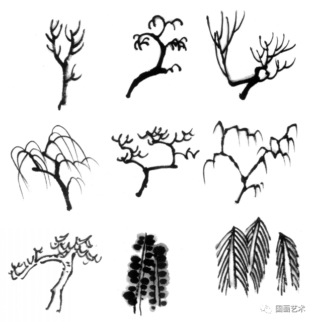 儿童山水入门:各种树的画法