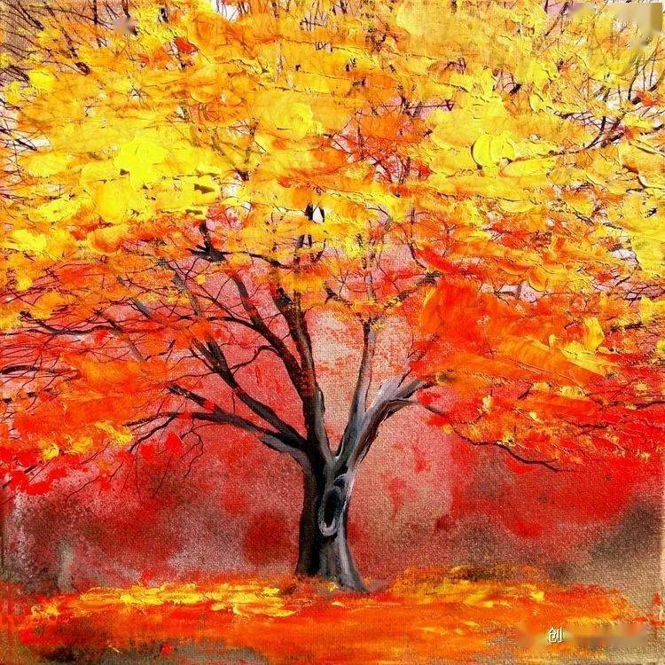 传统色彩的表现力大树主题色彩创意画