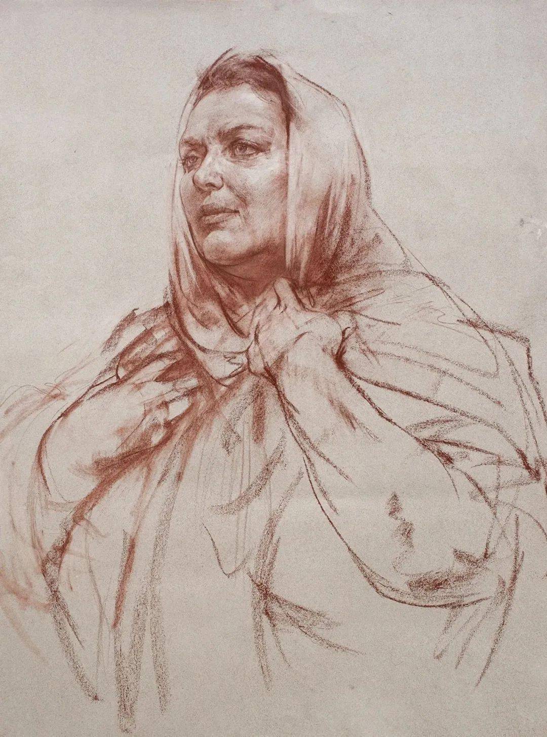 列宾美院毕业的美女画家素描真不赖