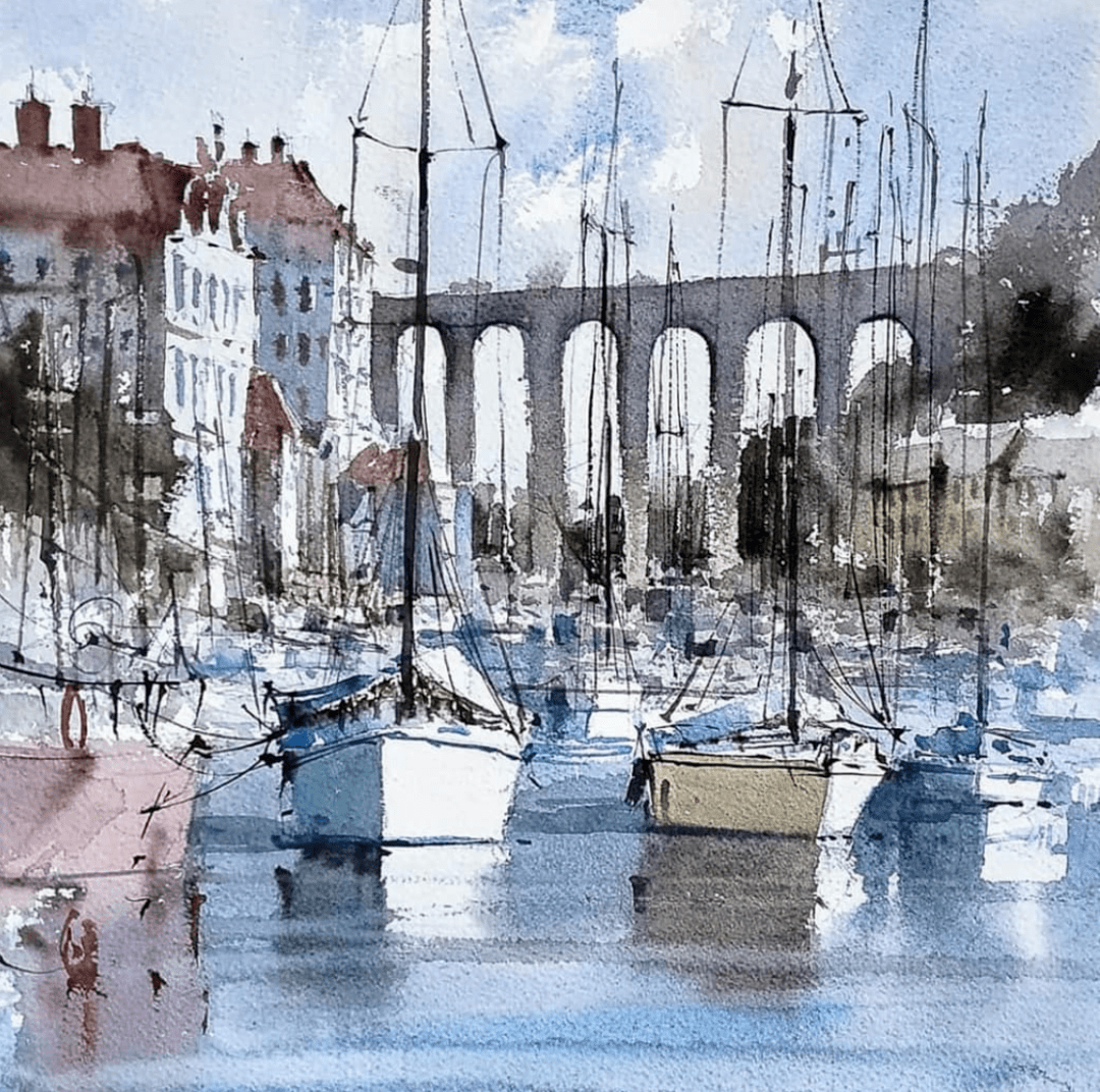 意大利水彩画家massimilianoiocco水彩作品欣赏船系列