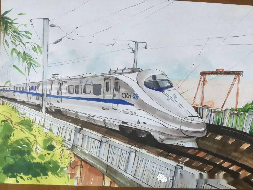 以铁路为主题的绘画图片