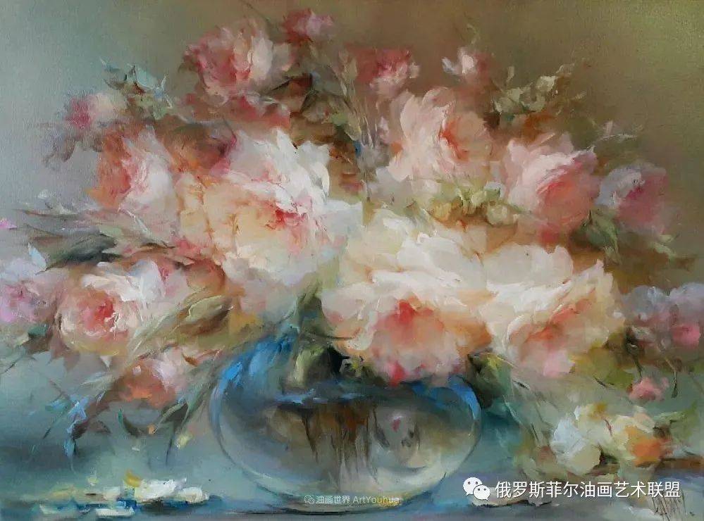 俄罗斯画家弗拉基米尔巴比奇绝对拥有绘画魔力把花束画得如此之美