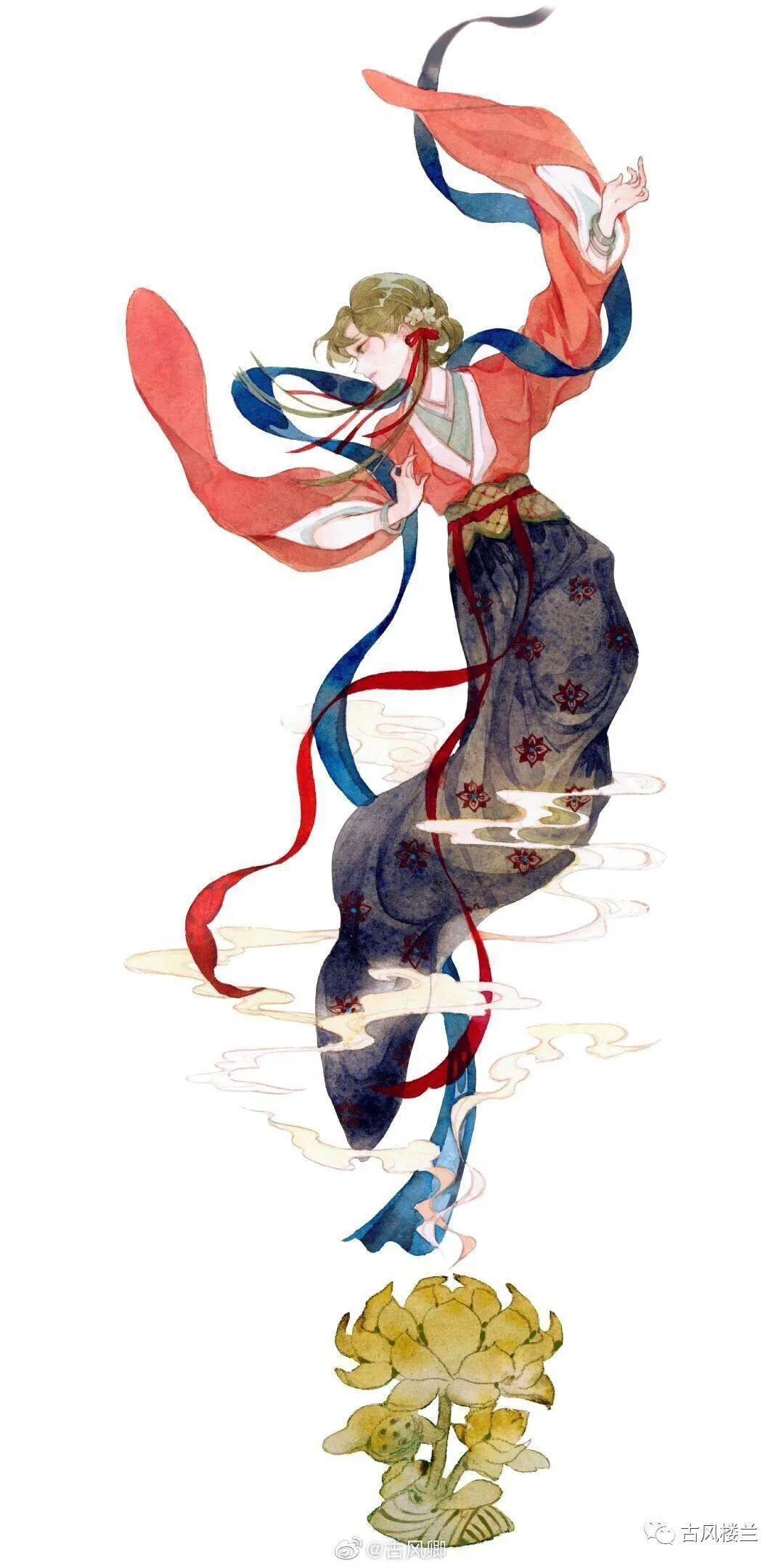 佳人倾城好颜色惊鸿一舞醉了谁古风水彩人物插画美人系列