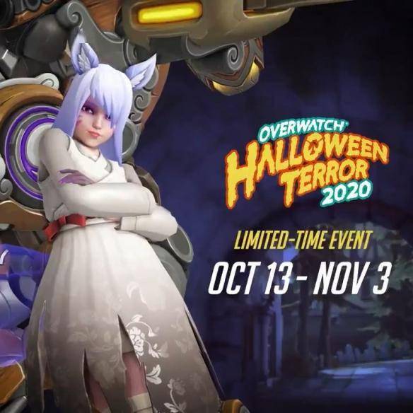 《守望先锋》d.va万圣节皮肤公布 白发小耳朵太好看