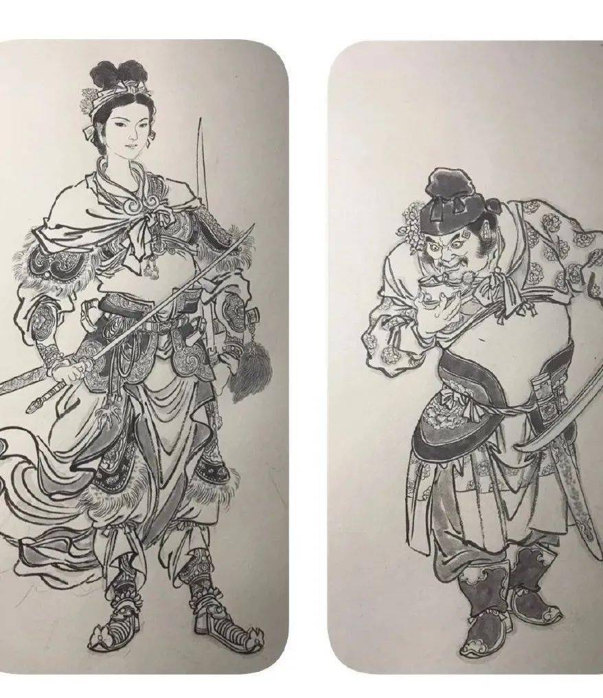 李云中绘制的三国人物他对自己作品的评价是"谋士如龙,猛将如虎"画面