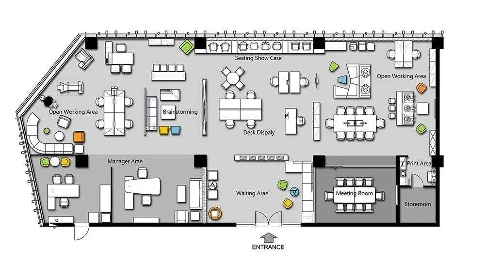 清新时尚磊诺办公家具杭州展厅设计欣赏