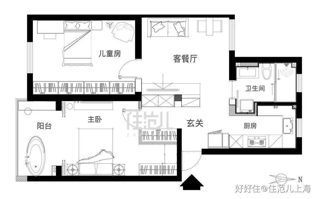 貓腳浴缸獨立衣帽間超美小花園82㎡學區房變身北歐風豪宅