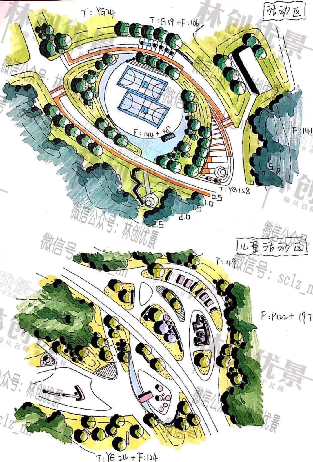 每日一画跟着林创画节点day485老人儿童活动场地