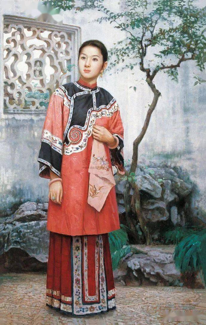 他画的江南女子,美极了!_油画