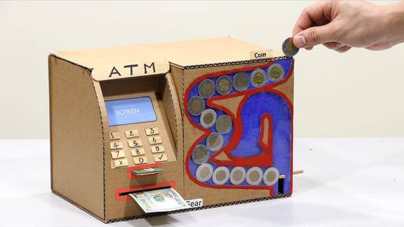 如何diy一台迷你纸板atm机这个手工活做的很棒