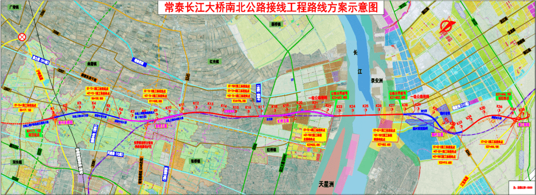 止于与江宜高速公路交叉处的春江枢纽,路线长约32公里(不含常泰