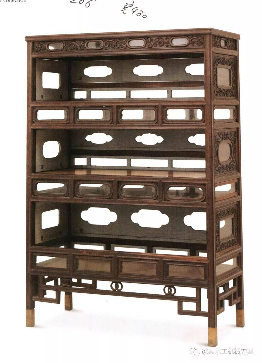 古典实木格子书架宝格cad设计图纸附下料清单