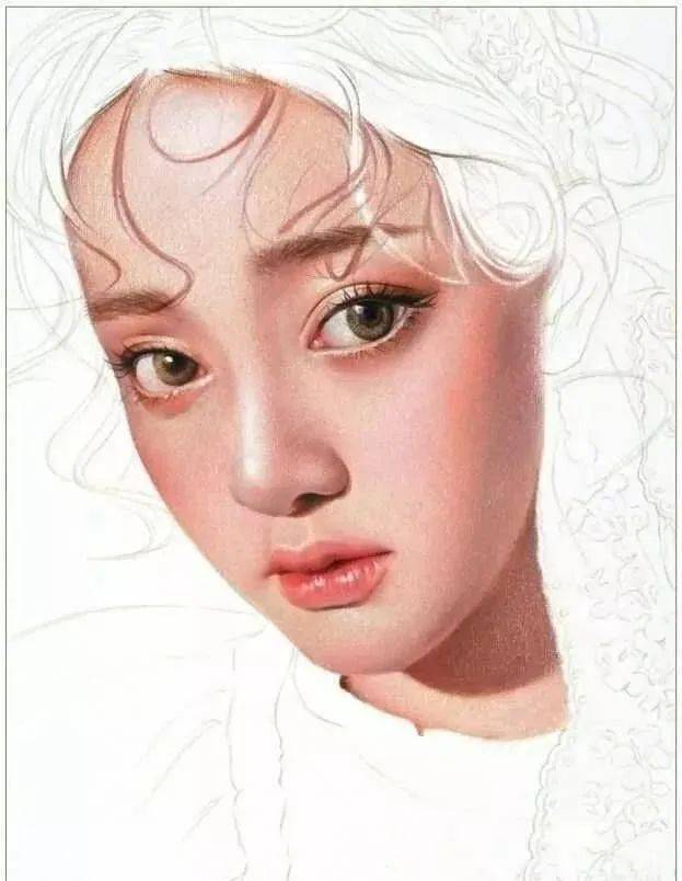 彩铅写实人物头像教程蕾丝装的小姑娘