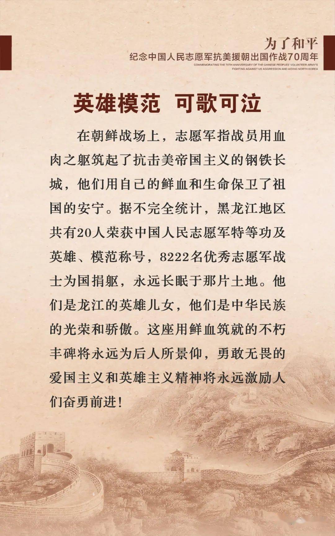 黑龙江抗美援朝运动网上档案图片展八英雄模范可歌可泣